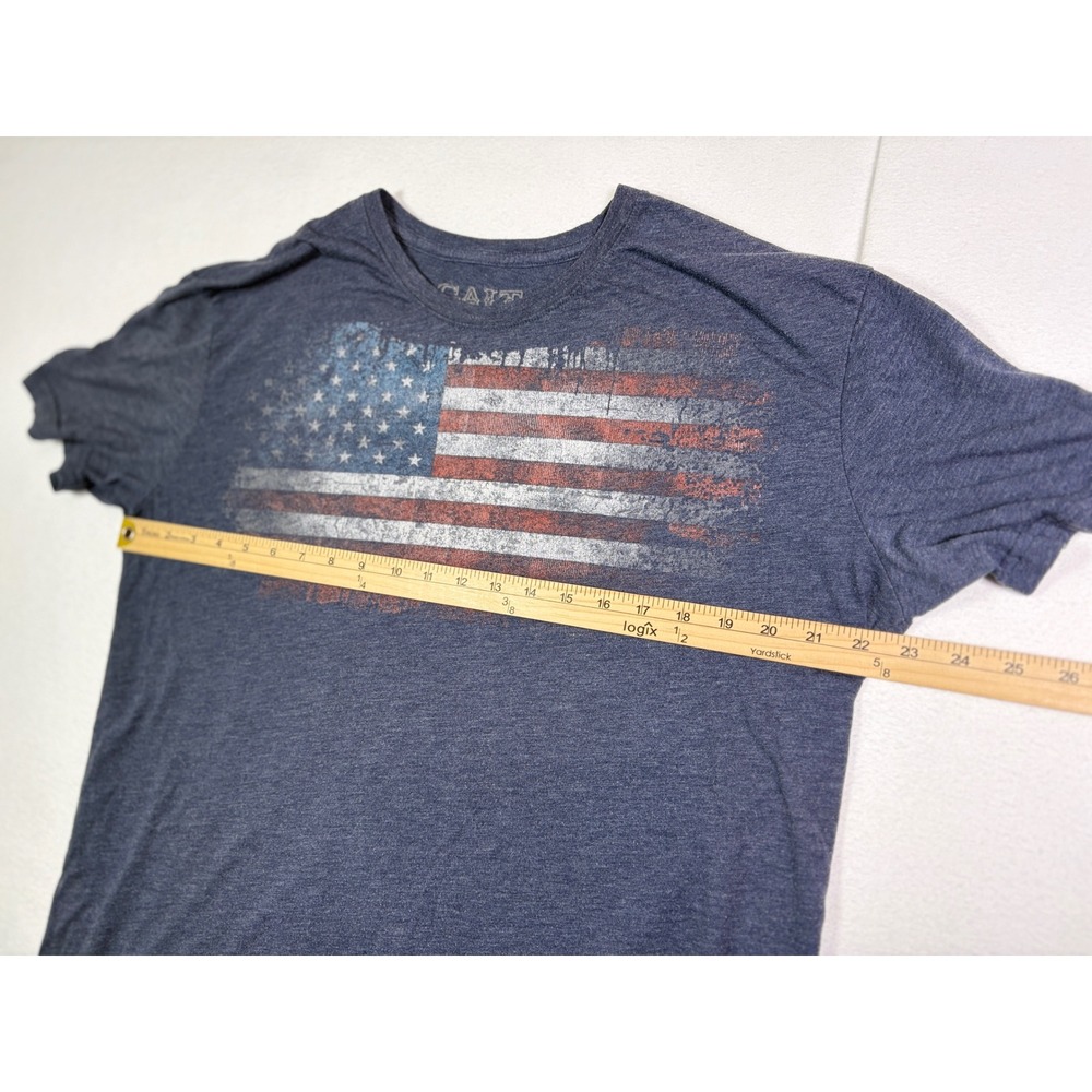 Galt Mens XL Distressed American Flag Graphic T-Shirt Heather Navy Blue TriBlend - Picture 5 of 5